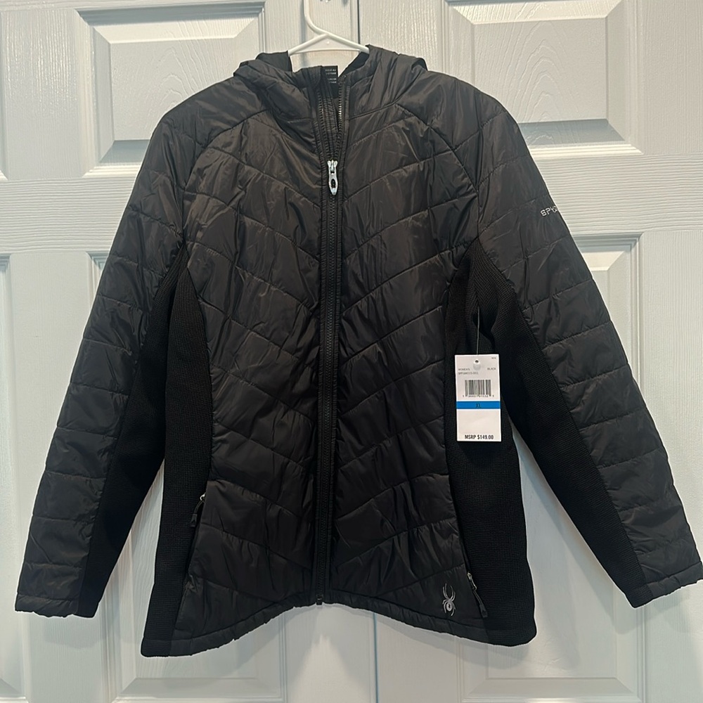 NWT Spyder women’s black puffer jacket size XL